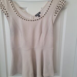 Beige Studded Cap Sleeve Blouse